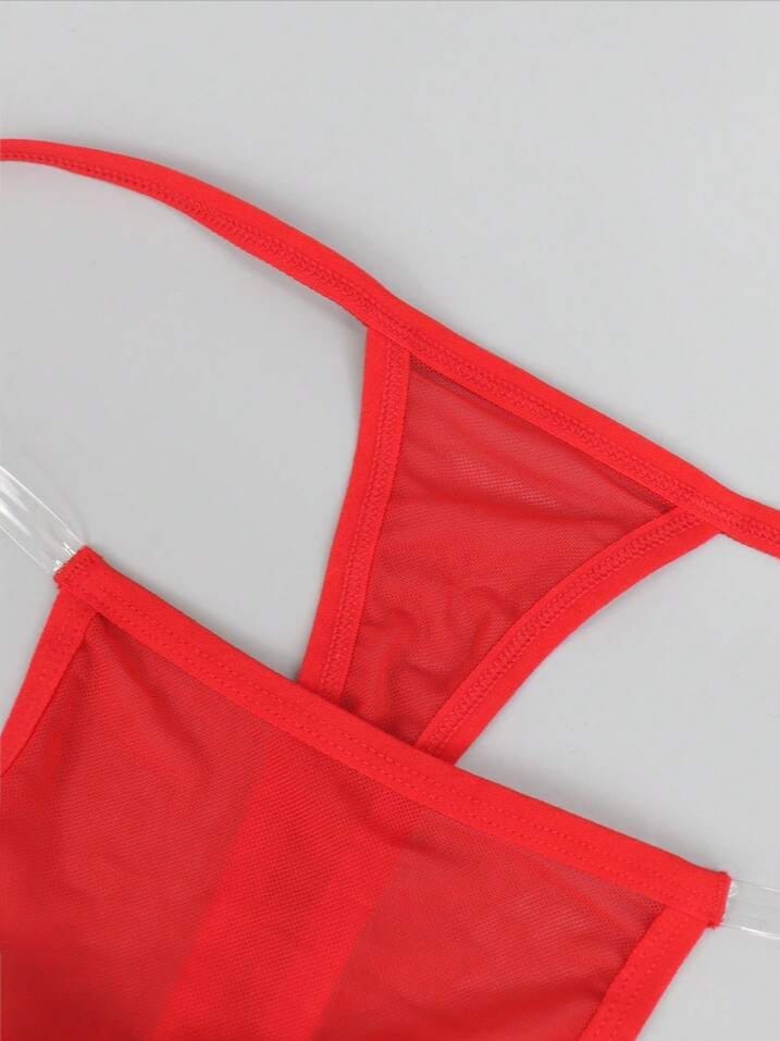 Crimson Sheer Mesh Thong